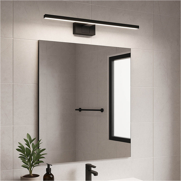 Sleek 60cm LED Bathroom Wall Light with Modern Black Mirror Design