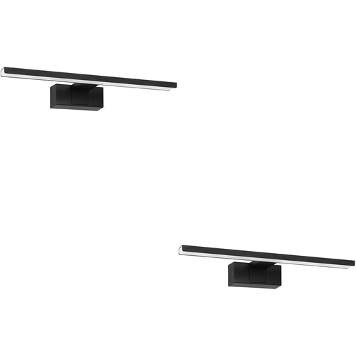 2 PACK Sleek 60cm LED Bathroom Wall Light with Modern Black Mirror Design