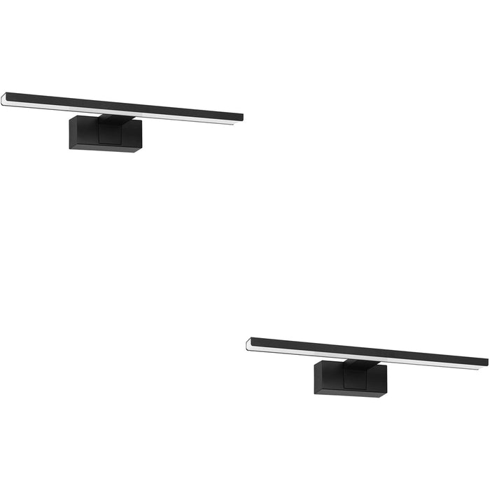 2 PACK Sleek 60cm LED Bathroom Wall Light with Modern Black Mirror Design