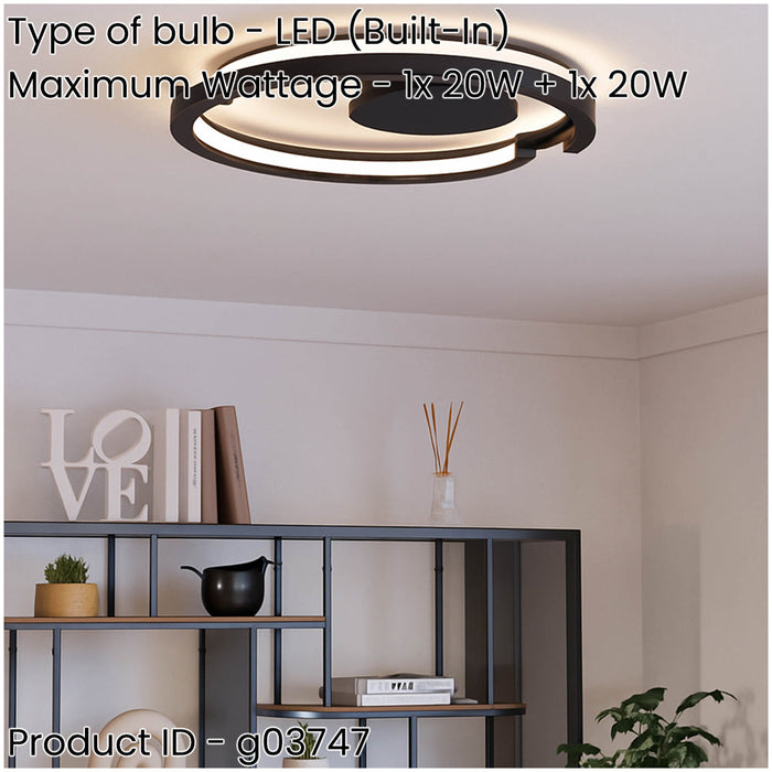 Sleek Modern Black LED Ceiling Light for Indoor Spaces Stylish Semi Flush Design