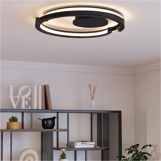 Sleek Modern Black LED Ceiling Light for Indoor Spaces Stylish Semi Flush Design