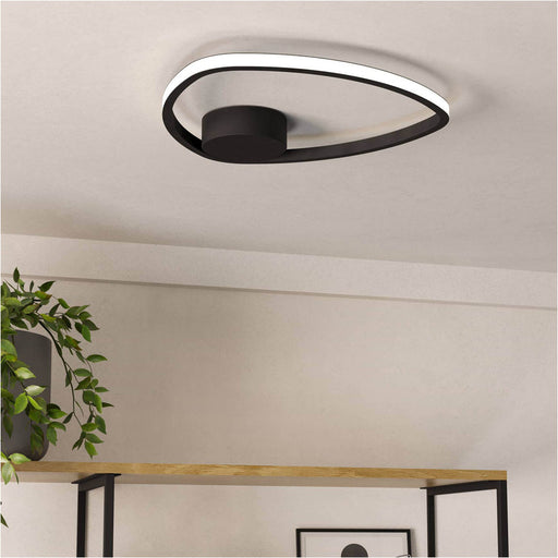 Sleek Black LED Ceiling Light for Modern Indoor Spaces Semi Flush Design
