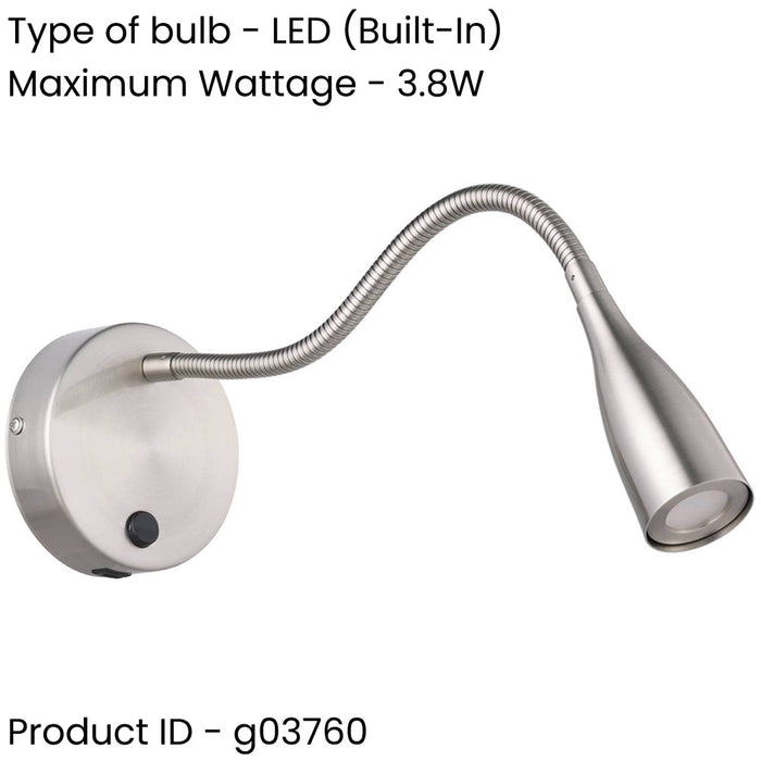 Sleek Satin Nickel Wall Light Modern LED Indoor Lighting Fixture