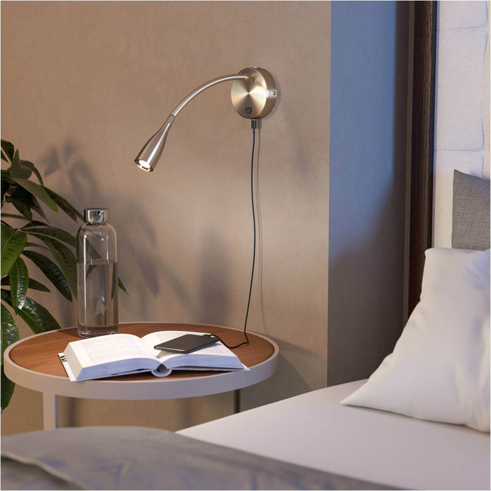 2 PACK Sleek Satin Nickel Wall Light Modern LED Indoor Lighting Fixture