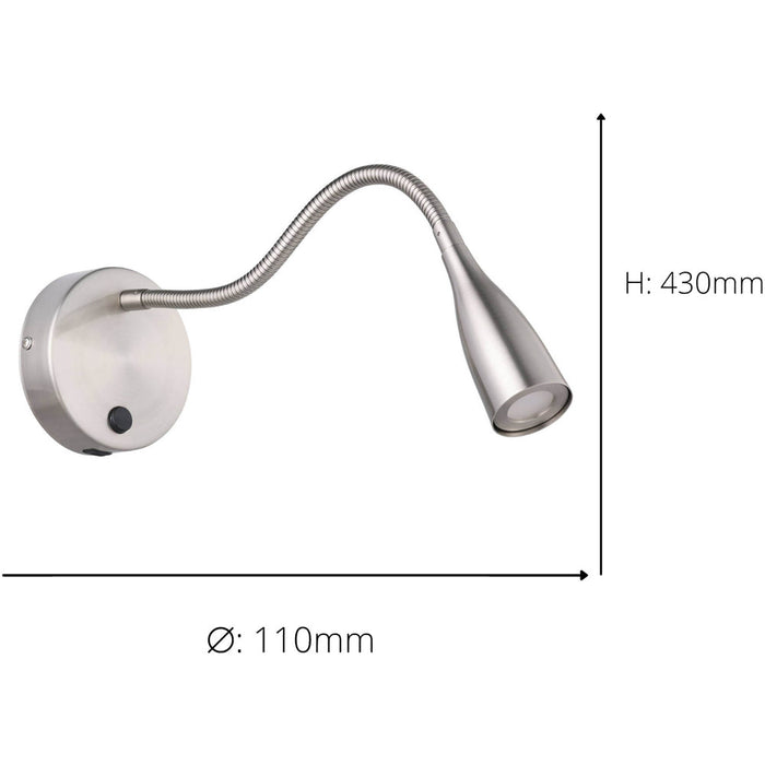 2 PACK Sleek Satin Nickel Wall Light Modern LED Indoor Lighting Fixture