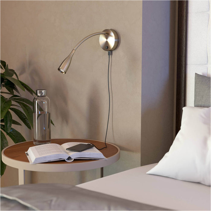 2 PACK Sleek Satin Nickel Wall Light Modern LED Indoor Lighting Fixture