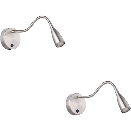 2 PACK Sleek Satin Nickel Wall Light Modern LED Indoor Lighting Fixture