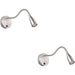 2 PACK Sleek Satin Nickel Wall Light Modern LED Indoor Lighting Fixture
