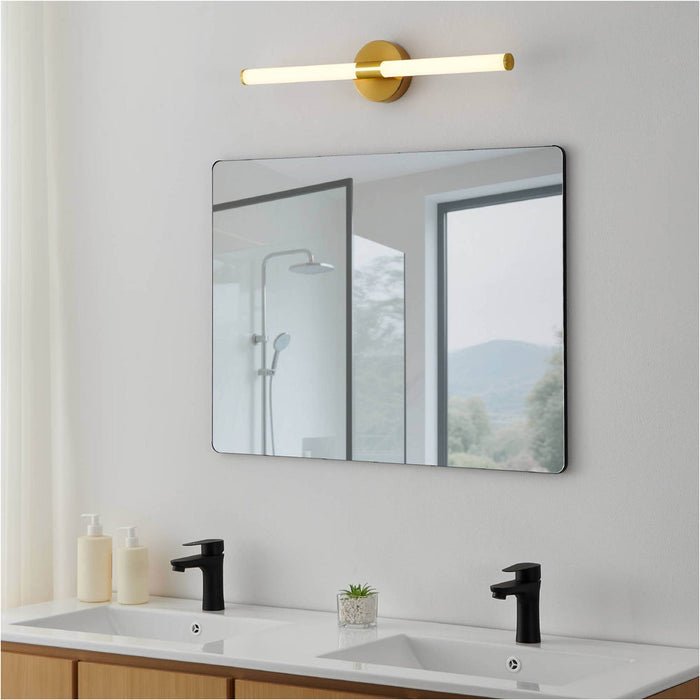 Sleek Modern Design Brushed Brass LED Mirror Wall Light for Bathrooms 60cm
