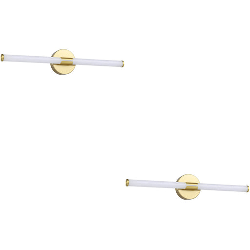 2 PACK Sleek Modern Design Brushed Brass LED Mirror Wall Light for Bathrooms 60cm