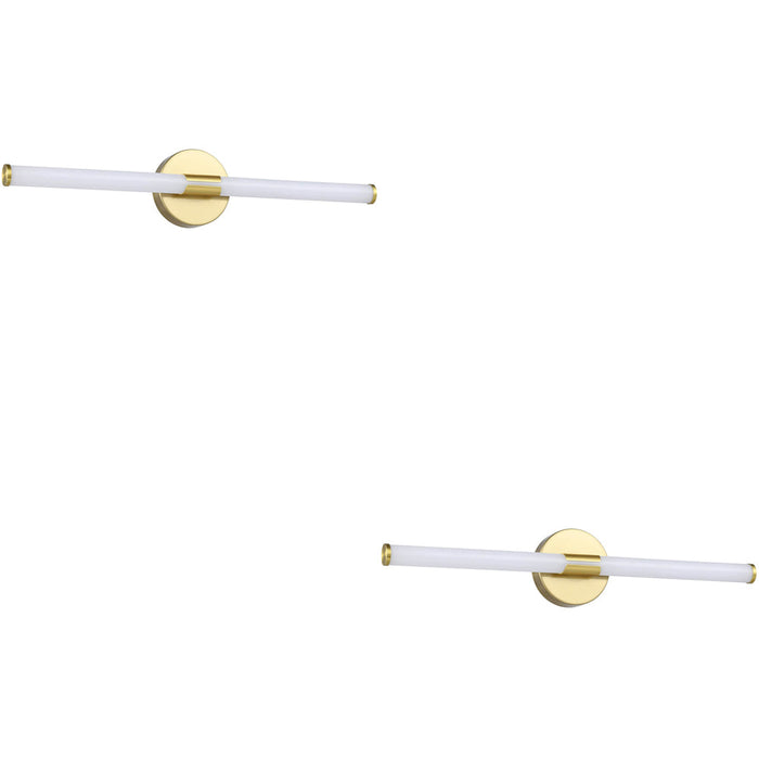 2 PACK Sleek Modern Design Brushed Brass LED Mirror Wall Light for Bathrooms 60cm
