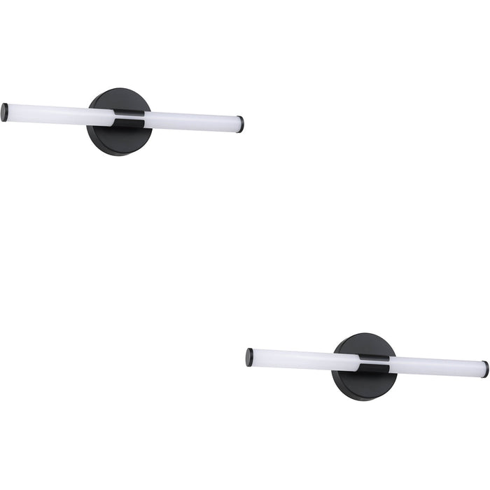2 PACK Sleek Modern LED Wall Light 60cm Black Mirror Design for Bathrooms