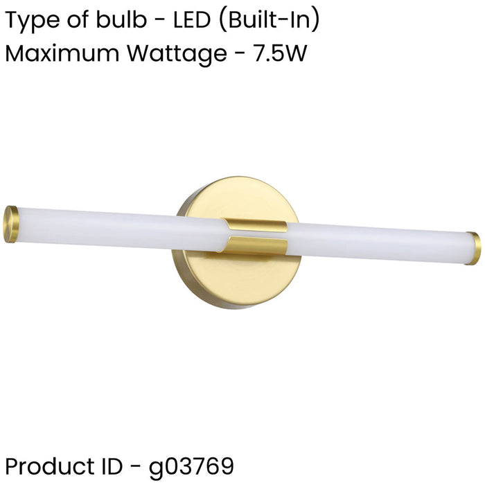 Stylish 60cm LED Brushed Brass Wall Light for Modern Bathroom Design