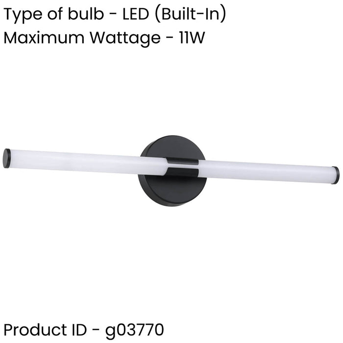 Stylish 45cm LED Black Mirror Wall Light for Modern Bathroom Decor