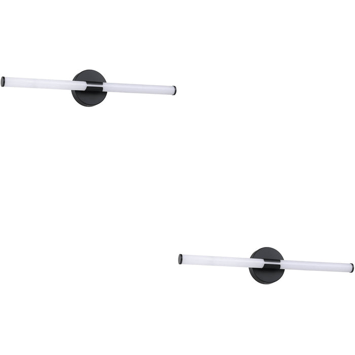 2 PACK Stylish 45cm LED Black Mirror Wall Light for Modern Bathroom Decor