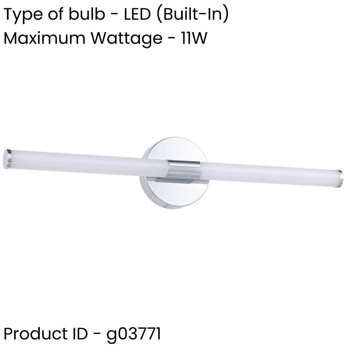 2 PACK Stylish 45cm LED Chrome Mirror Wall Light for Modern Bathrooms