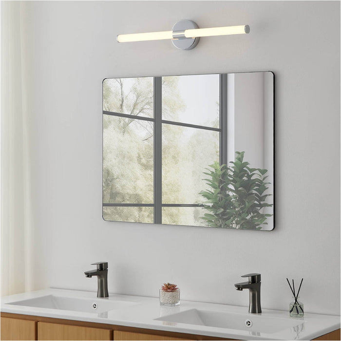 2 PACK Stylish 45cm LED Chrome Mirror Wall Light for Modern Bathrooms