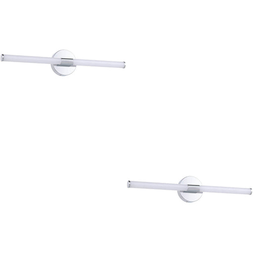2 PACK Stylish 45cm LED Chrome Mirror Wall Light for Modern Bathrooms