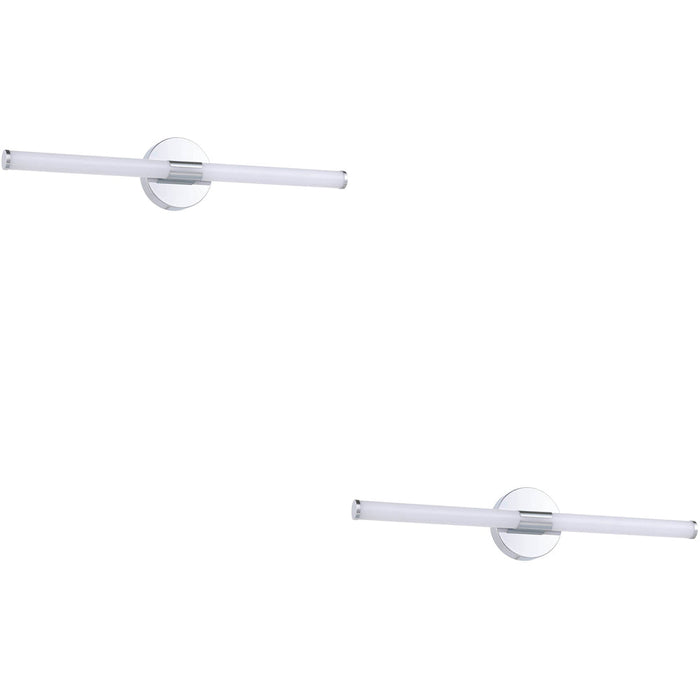 2 PACK Stylish 45cm LED Chrome Mirror Wall Light for Modern Bathrooms