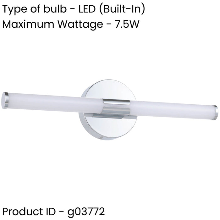 Stylish 60cm LED Chrome Wall Mirror Light for Modern Bathrooms