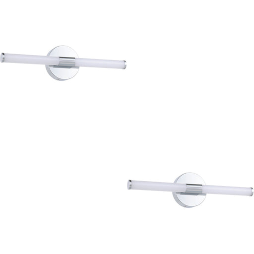 2 PACK Stylish 60cm LED Chrome Wall Mirror Light for Modern Bathrooms