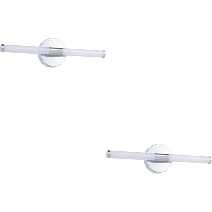 2 PACK Stylish 60cm LED Chrome Wall Mirror Light for Modern Bathrooms