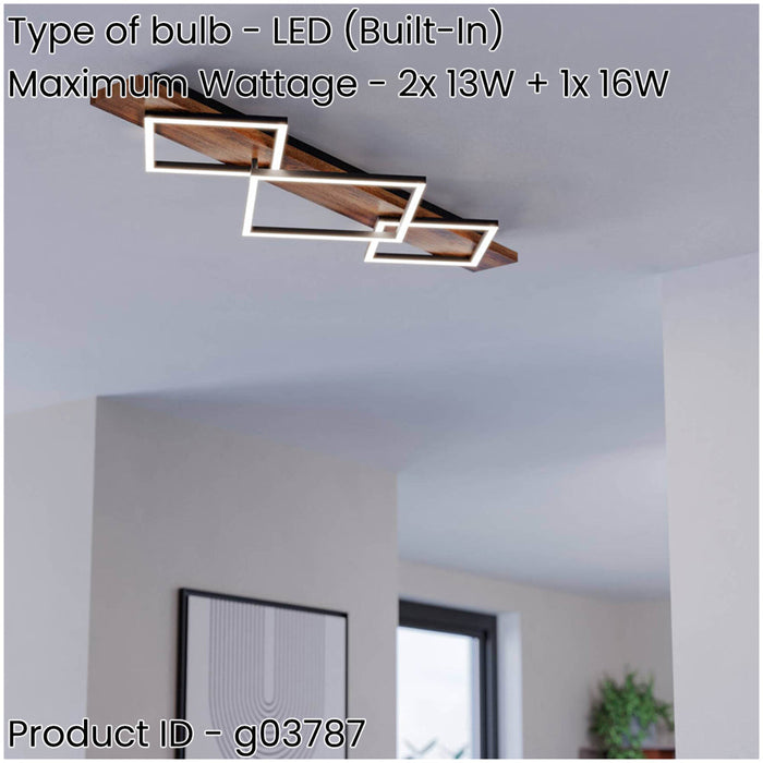 Stylish Modern Black and Brown Rustic LED Ceiling Light for Indoor Spaces