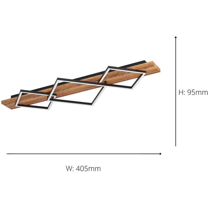 Stylish Modern Black and Brown Rustic LED Ceiling Light for Indoor Spaces