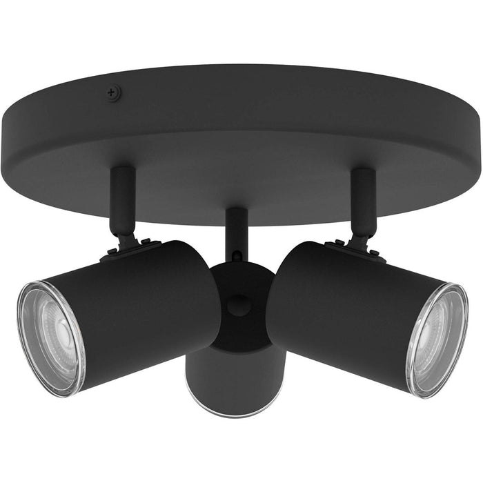 Sleek Black Triple Round Ceiling Spotlight GU10 for Modern Bathroom Lighting