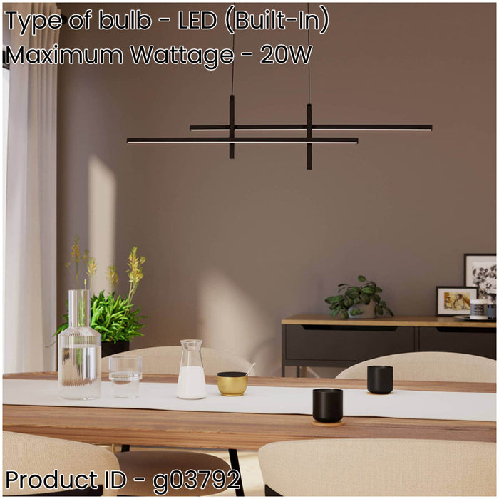 Stylish Modern Black Bar LED Pendant Light for Indoor Spaces