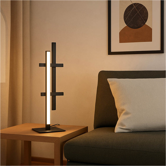 2 PACK Contemporary Black LED Table Lamp Modern Design for Stylish Indoor Spaces