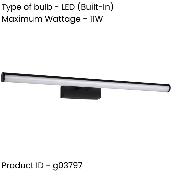 Stylish 60cm Black Mirror Wall Light for Modern Bathrooms