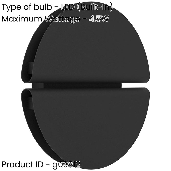 2 PACK Sleek Modern Design Black LED Wall Light for Indoor Home Illumination