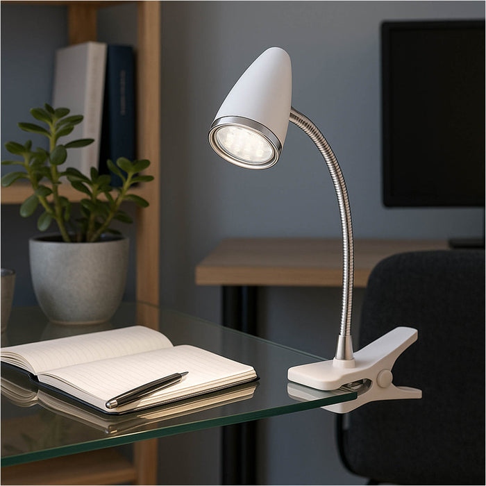 2 PACK Stylish Modern White and Chrome LED Table Lamp for Indoor Home Decor