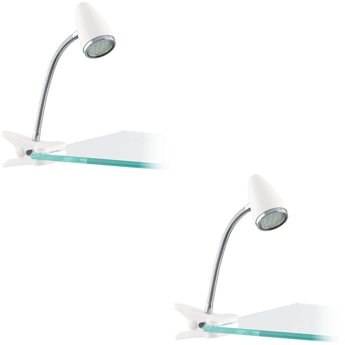 2 PACK Stylish Modern White and Chrome LED Table Lamp for Indoor Home Decor