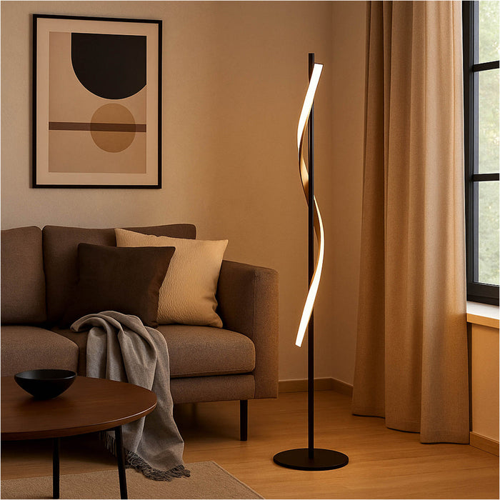 2 PACK Stylish Black and Brushed Brass LED Floor Lamp for Modern Interiors