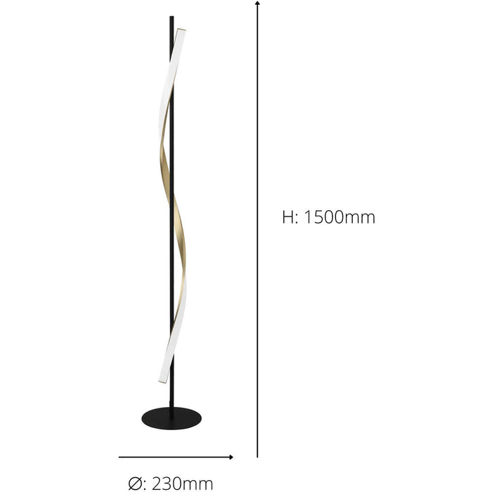2 PACK Stylish Black and Brushed Brass LED Floor Lamp for Modern Interiors