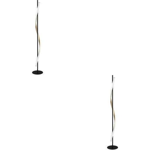 2 PACK Stylish Black and Brushed Brass LED Floor Lamp for Modern Interiors