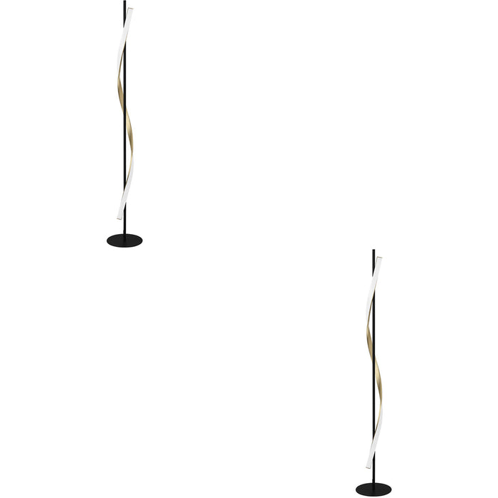 2 PACK Stylish Black and Brushed Brass LED Floor Lamp for Modern Interiors