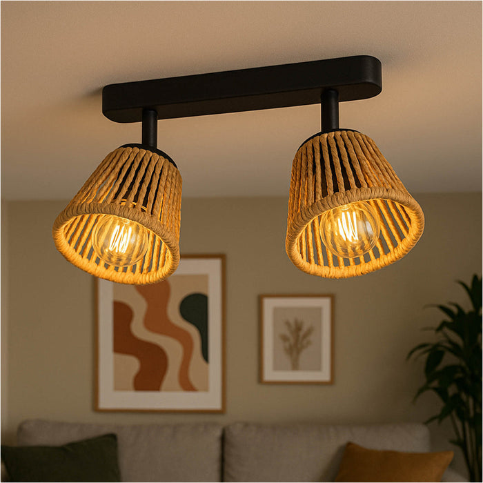 2 PACK Stylish Modern Black LED Ceiling Light Fixture for Home Interiors