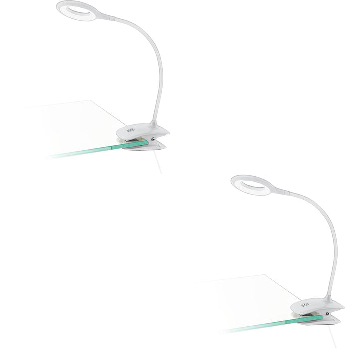 2 PACK Sleek Modern White LED Table Lamp for Indoor Home Decoration