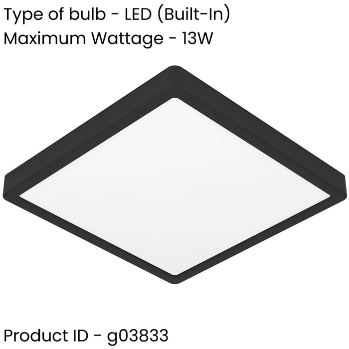 Modern Black Square Ceiling Light LED Indoor Fixture for Contemporary Homes