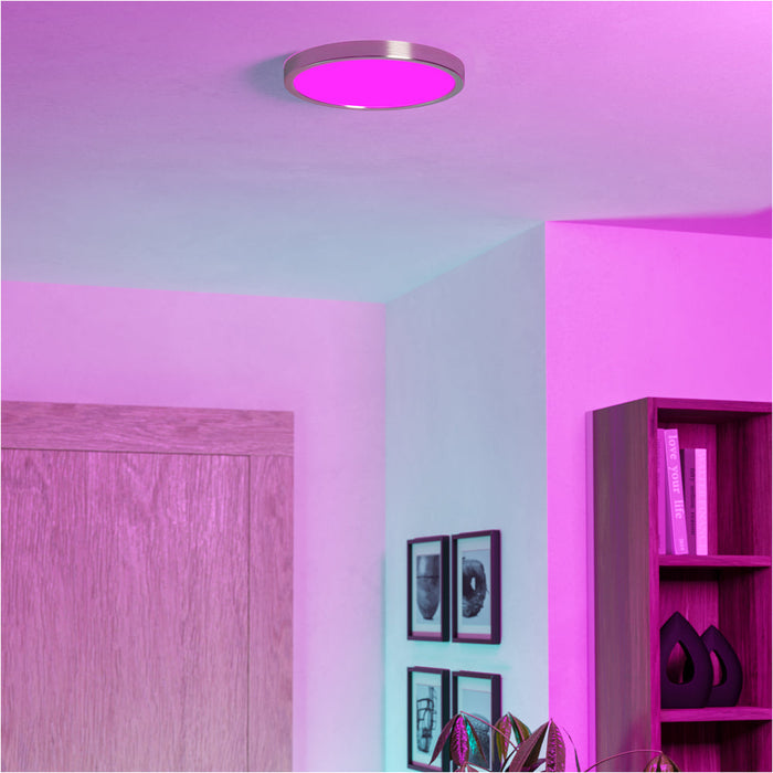 2 PACK Modern Satin Nickel Round Ceiling Light for Contemporary Indoor Spaces