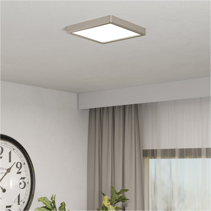 Sleek Modern Satin Nickel Square Ceiling Light Indoor Spaces