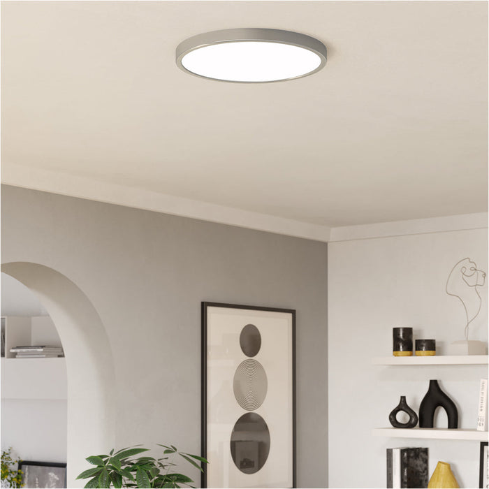 2 PACK Sleek Modern Satin Nickel Round Ceiling Light for Stylish Indoor Spaces
