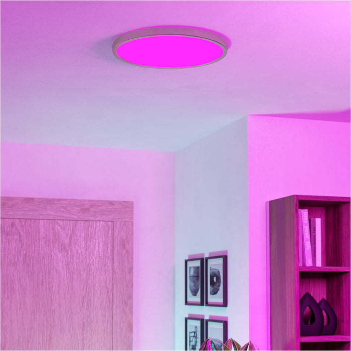 2 PACK Sleek Modern Satin Nickel Round Ceiling Light for Stylish Indoor Spaces