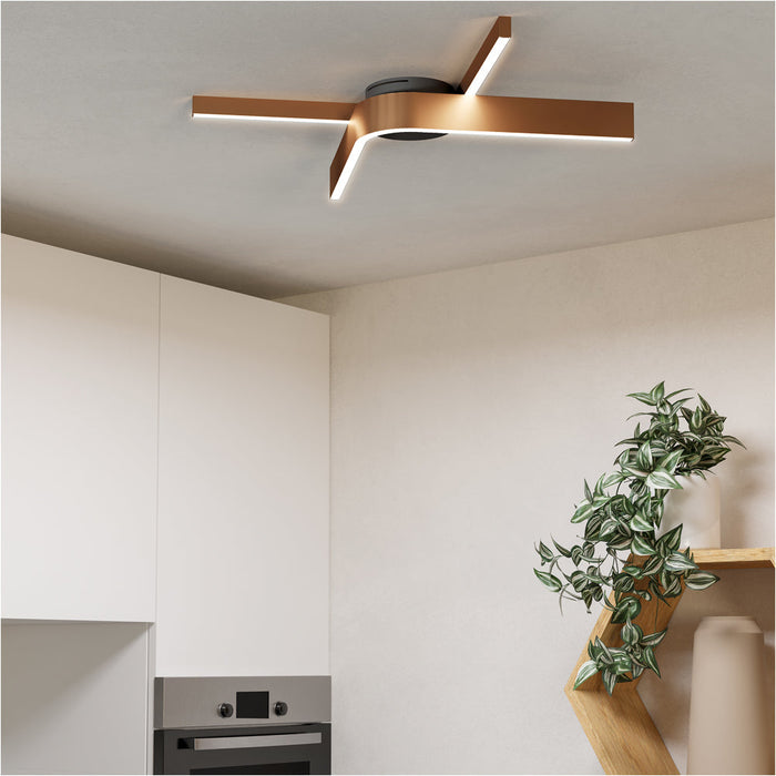 Stylish Modern Bronze and Black Semi Flush Ceiling Light for Indoor Spaces