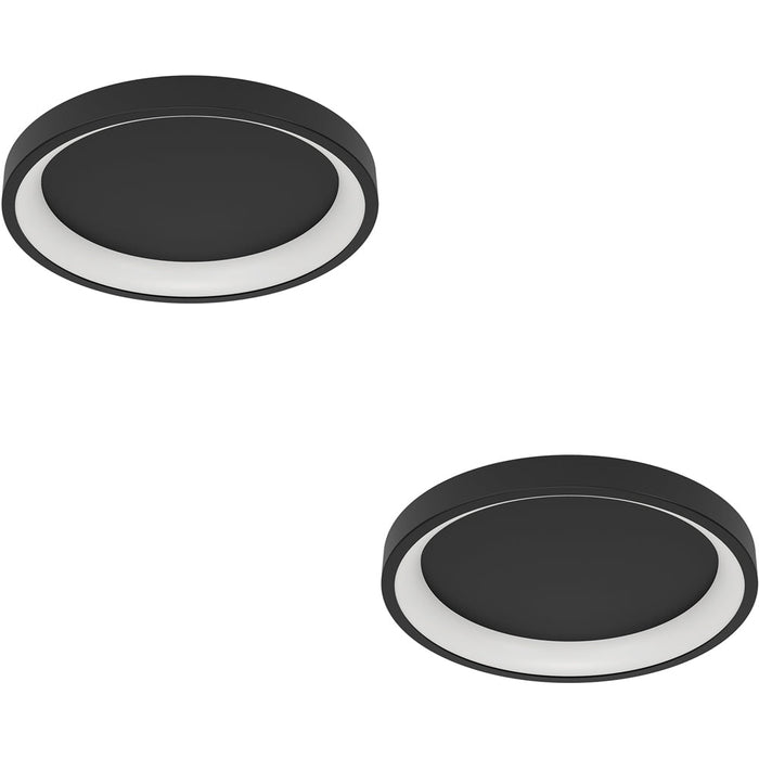 2 PACK Sleek Modern Black Round Ceiling Light for Stylish Indoor Spaces