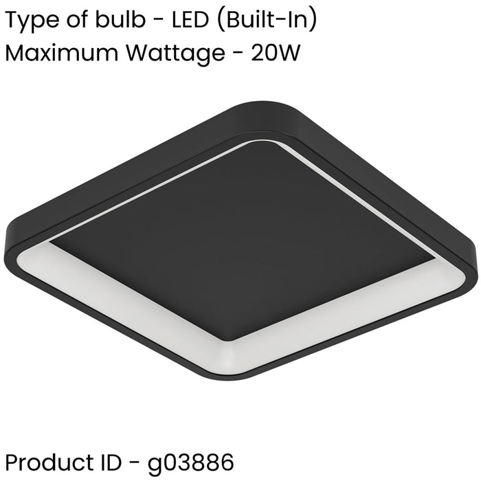 2 PACK Stylish Modern Black Square Ceiling Light for Indoor Spaces