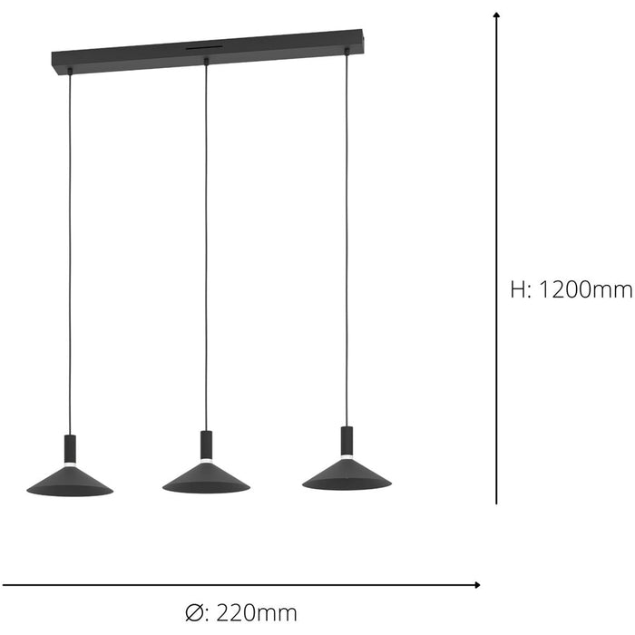 Sleek Black Bar Pendant Light Modern Indoor Ceiling Lighting for Home Decor